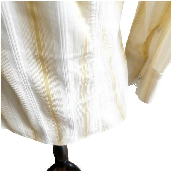 Cache Vintage Y2K Zipper Front Shirt Metallic Stripe Size Large Yellow White - Picture 6 of 14
